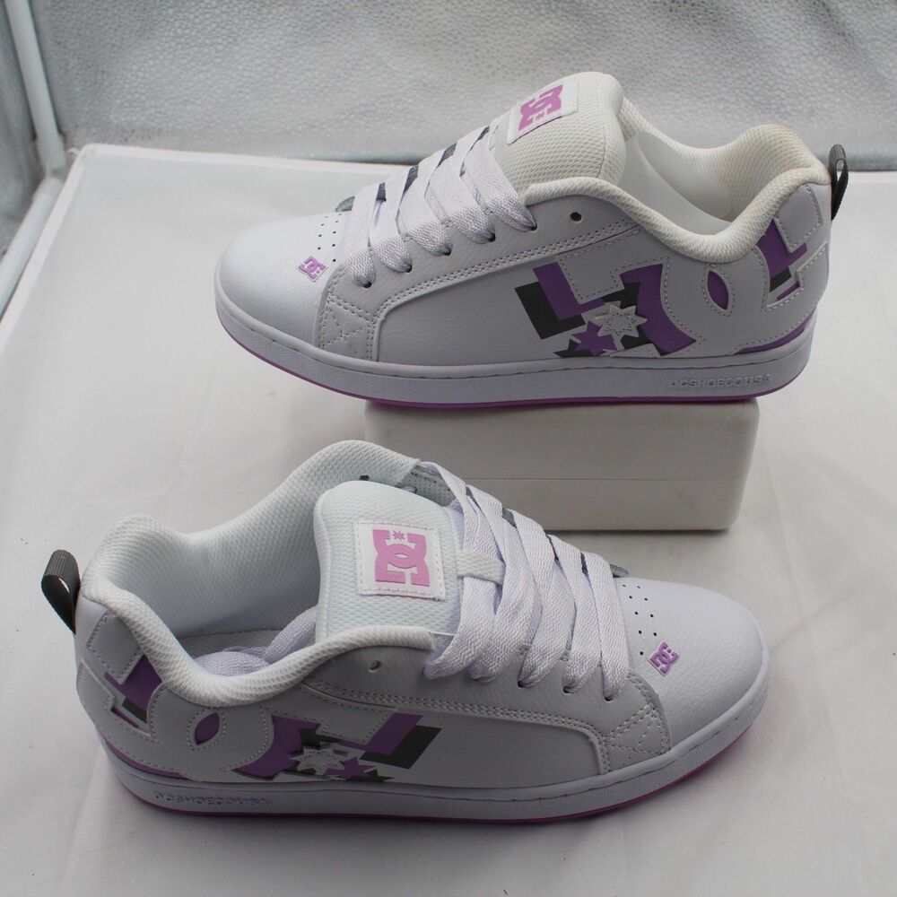 DC Court Graffik 3D Low Top Skate Shoes Sneakers Size 6.5 Youth White Lavender
